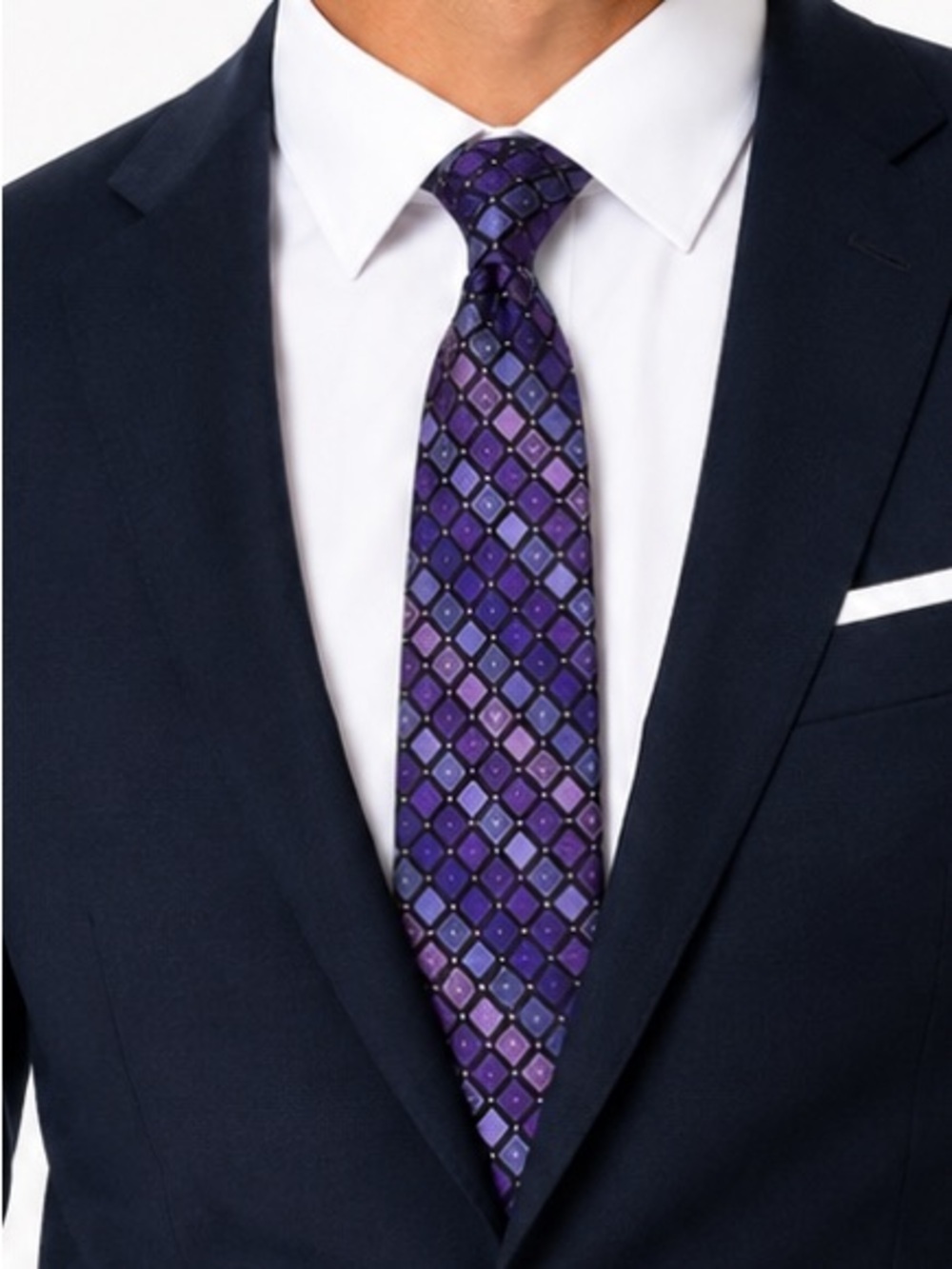 Arrow Purple Geometric Diamond-Print Tie